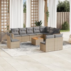 vidaXL Set de sofás de jardín 11pzas con cojines ratán sintético beige