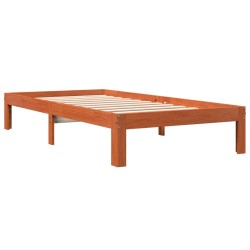 vidaXL Estructura de cama madera maciza pino marrón cera 100x200 cm
