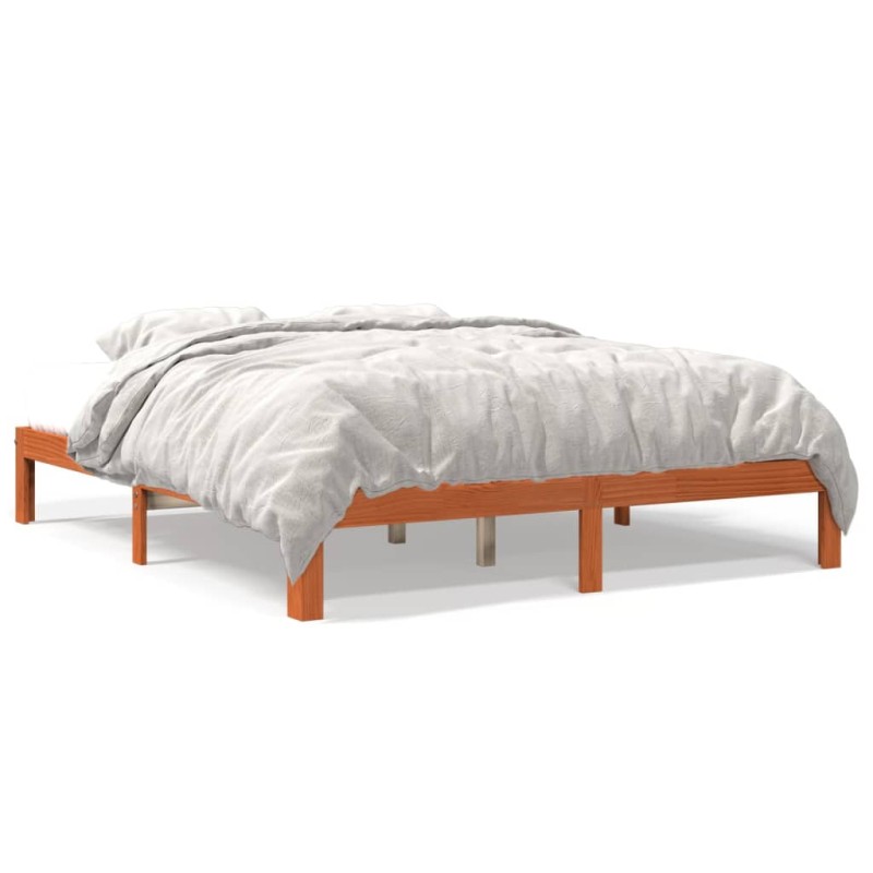 vidaXL Estructura de cama madera maciza pino marrón cera 180x200 cm vidaXL Estructura de cama madera maciza pino marrón cera 180x200 cm