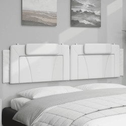 vidaXL Cabecero de cama acolchado cuero sintético blanco 200 cm
