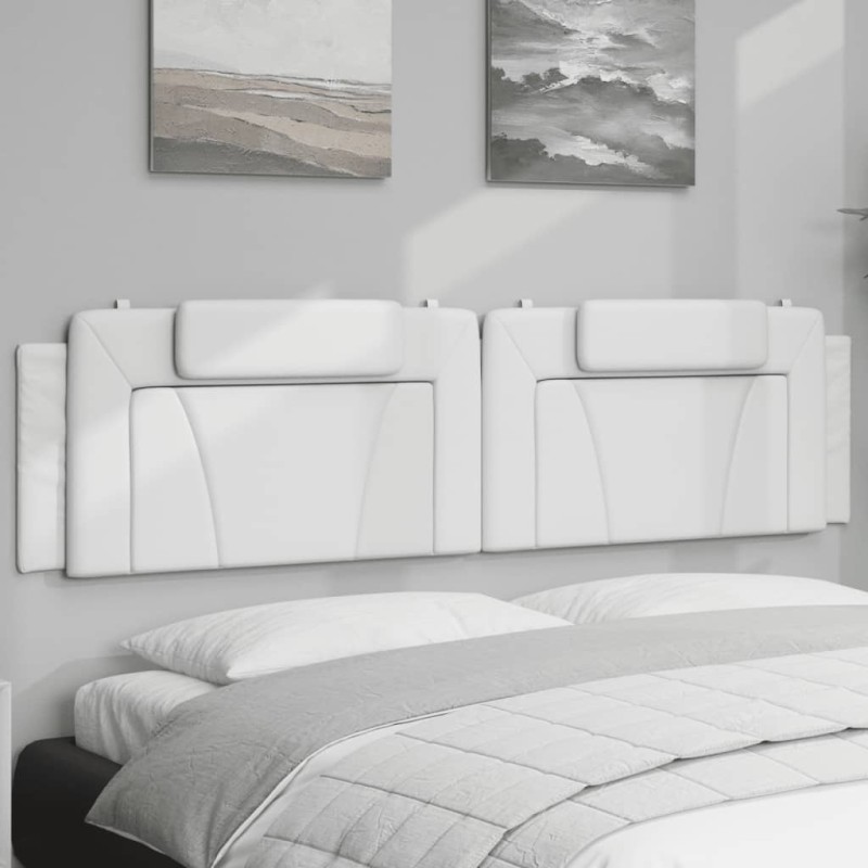 vidaXL Cabecero de cama acolchado cuero sintético blanco 200 cm vidaXL Cabecero de cama acolchado cuero sintético blanco 200 cm