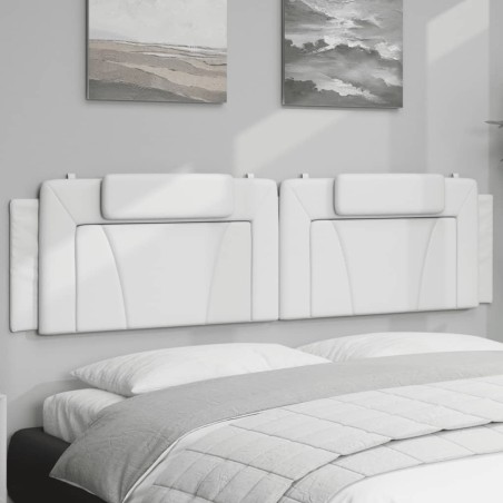 vidaXL Cabecero de cama acolchado cuero sintético blanco 200 cm