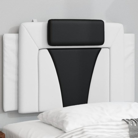 vidaXL Cabecero de cama acolchado cuero sintético blanco y negro 80 cm