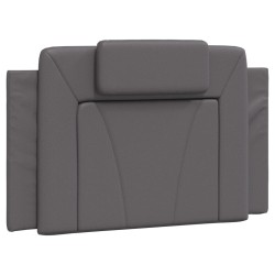 vidaXL Cabecero de cama acolchado cuero sintético gris 90 cm