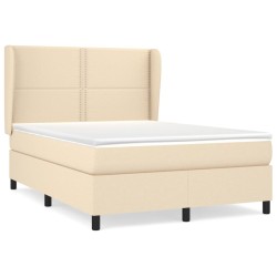 vidaXL Cama box spring con colchón tela color crema 140x200 cm