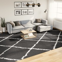 vidaXL Alfombra de pelo largo moderna negro y crema 300x400 cm