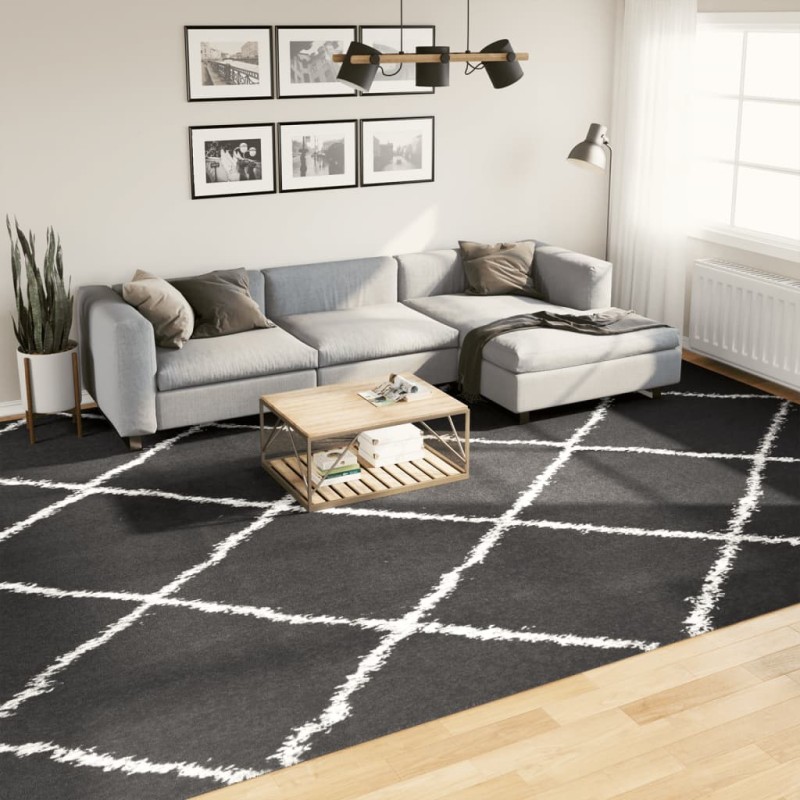 vidaXL Alfombra de pelo largo moderna negro y crema 300x400 cm vidaXL Alfombra de pelo largo moderna negro y crema 300x400 cm