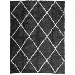 vidaXL Alfombra de pelo largo moderna negro y crema 300x400 cm