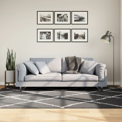 vidaXL Alfombra de pelo largo moderna negro y crema 160x230 cm