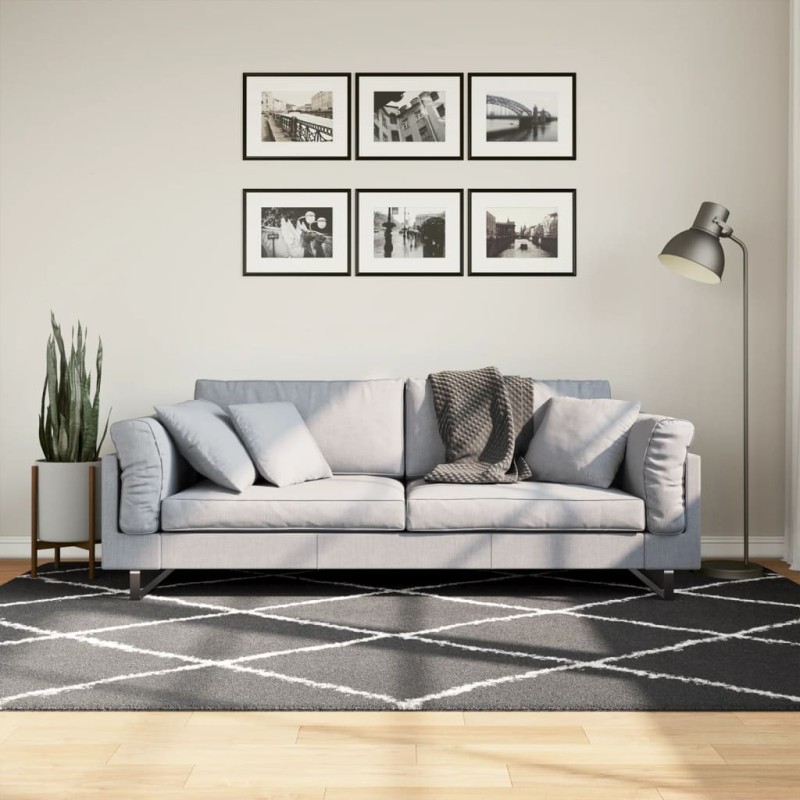 vidaXL Alfombra de pelo largo moderna negro y crema 160x230 cm vidaXL Alfombra de pelo largo moderna negro y crema 160x230 cm