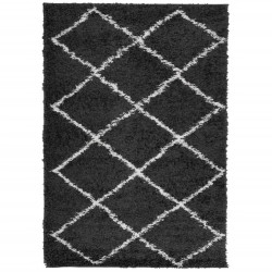 vidaXL Alfombra de pelo largo moderna negro y crema 140x200 cm