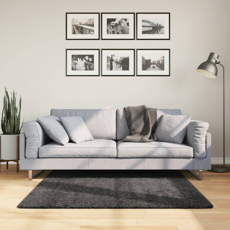 vidaXL Alfombra de pelo largo moderna gris antracita 120x120 cm
