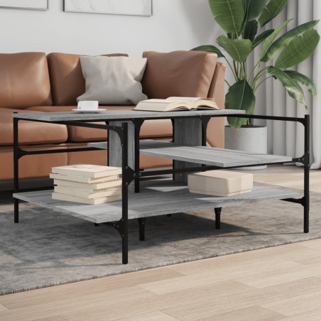 vidaXL Mesa de centro madera de ingeniería gris Sonoma 100x100x48,5 cm