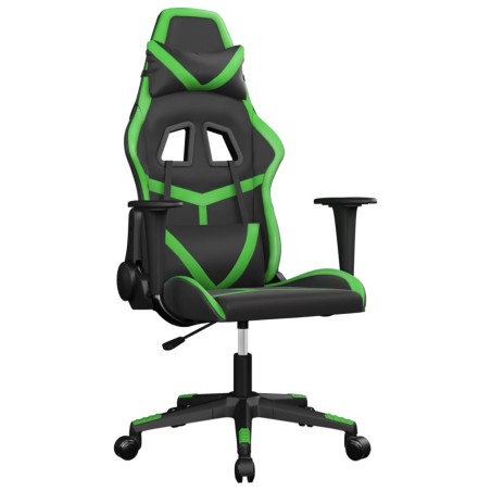 vidaXL Silla gaming de masaje cuero sintético negro y verde