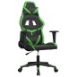 vidaXL Silla gaming de masaje cuero sintético negro y verde vidaXL Silla gaming de masaje cuero sintético negro y verde
