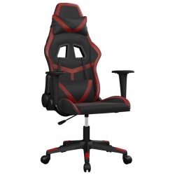 vidaXL Silla gaming de masaje cuero sintético negro y rojo vino tinto