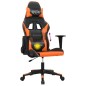 vidaXL Silla gaming de masaje cuero sintético negro y naranja vidaXL Silla gaming de masaje cuero sintético negro y naranja