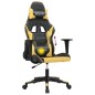 vidaXL Silla gaming de masaje cuero sintético negro y dorado vidaXL Silla gaming de masaje cuero sintético negro y dorado