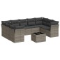 vidaXL Set de sofás de jardín 10 pzas con cojines ratán sintético gris vidaXL Set de sofás de jardín 10 pzas con cojines ratán sintético gris
