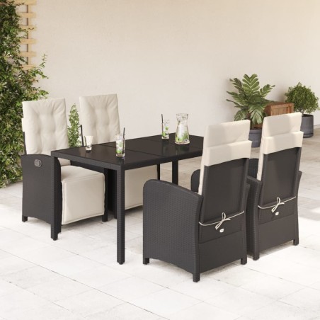 vidaXL Set de muebles jardín 5 pzas con cojines ratán sintético negro