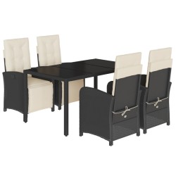 vidaXL Set de muebles jardín 5 pzas con cojines ratán sintético negro