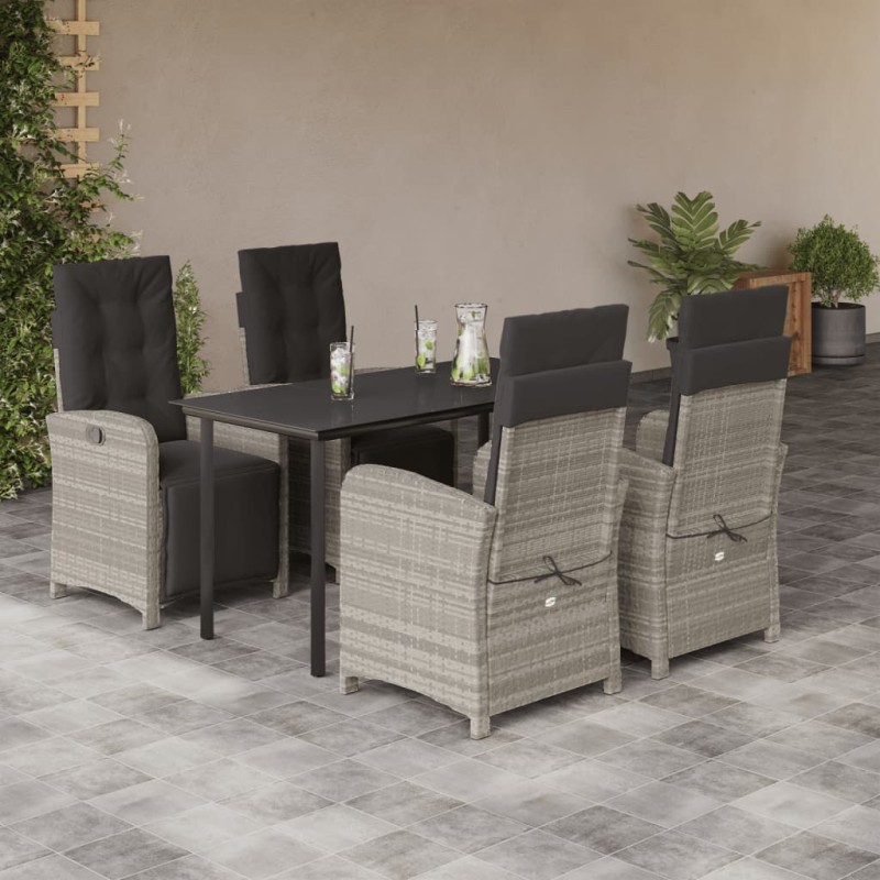 vidaXL Set comedor de jardín 5 pzas cojines ratán sintético gris claro vidaXL Set comedor de jardín 5 pzas cojines ratán sintético gris claro