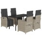 vidaXL Set comedor de jardín 5 pzas cojines ratán sintético gris claro vidaXL Set comedor de jardín 5 pzas cojines ratán sintético gris claro