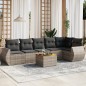 vidaXL Set de sofás de jardín 7 piezas con cojines ratán PE gris vidaXL Set de sofás de jardín 7 piezas con cojines ratán PE gris
