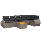 vidaXL Set de sofás de jardín 7 piezas con cojines ratán PE gris vidaXL Set de sofás de jardín 7 piezas con cojines ratán PE gris