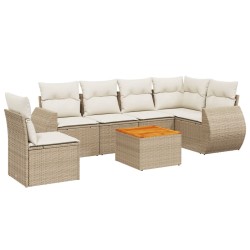 vidaXL Set sofás de jardín 7 piezas y cojines ratán sintético beige