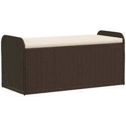 vidaXL Banco de almacenaje y cojín ratán sintético marrón 115x51x52 cm