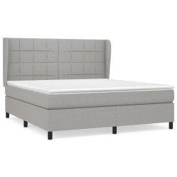 vidaXL Cama box spring con colchón tela gris claro 180x200 cm