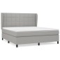 vidaXL Cama box spring con colchón tela gris claro 180x200 cm
