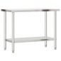 vidaXL Mesa de trabajo para cocina con estante acero inox 110x55x120cm vidaXL Mesa de trabajo para cocina con estante acero inox 110x55x120cm