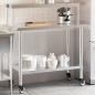 vidaXL Mesa de trabajo para cocina con estante acero inox 110x55x120cm vidaXL Mesa de trabajo para cocina con estante acero inox 110x55x120cm