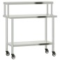 vidaXL Mesa de trabajo para cocina con estante acero inox 110x55x120cm vidaXL Mesa de trabajo para cocina con estante acero inox 110x55x120cm