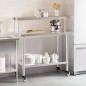 vidaXL Mesa de trabajo para cocina con estante acero inox 110x55x120cm vidaXL Mesa de trabajo para cocina con estante acero inox 110x55x120cm