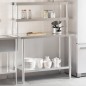 vidaXL Mesa de trabajo para cocina con estante acero inox 110x55x150cm