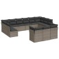 vidaXL Set sofás de jardín con cojines 13 piezas ratán sintético gris vidaXL Set sofás de jardín con cojines 13 piezas ratán sintético gris