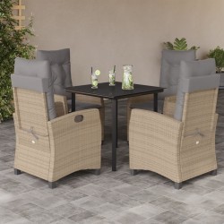 vidaXL Set comedor de jardín 5 pzas con cojines ratán sintético beige