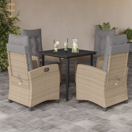 vidaXL Set comedor de jardín 5 pzas con cojines ratán sintético beige