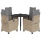 vidaXL Set comedor de jardín 5 pzas con cojines ratán sintético beige vidaXL Set comedor de jardín 5 pzas con cojines ratán sintético beige
