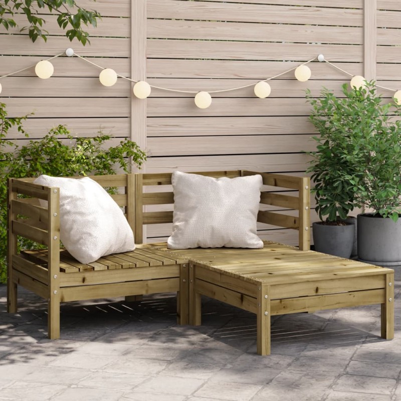 vidaXL Sofá de jardín 2 plazas con reposapiés madera pino impregnada vidaXL Sofá de jardín 2 plazas con reposapiés madera pino impregnada