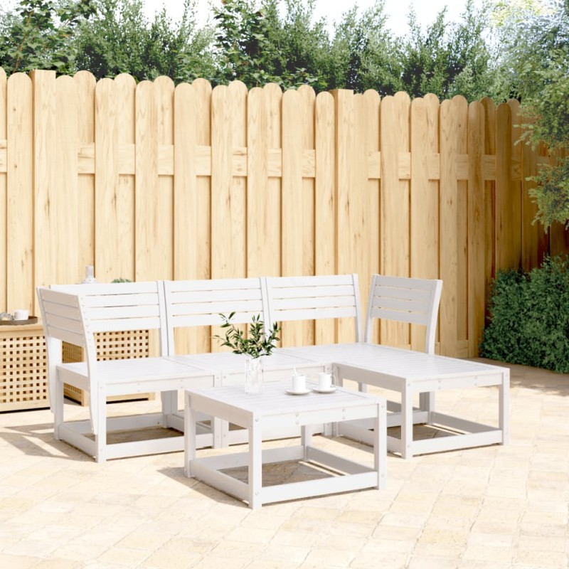 vidaXL Juego de muebles de jardín 4 pzas madera maciza de pino blanco vidaXL Juego de muebles de jardín 4 pzas madera maciza de pino blanco