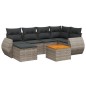 vidaXL Set de sofás de jardín 7 piezas con cojines ratán PE gris vidaXL Set de sofás de jardín 7 piezas con cojines ratán PE gris