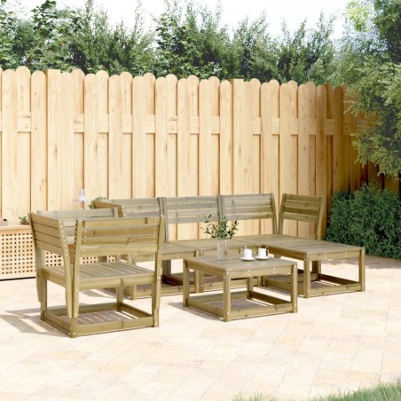 vidaXL Juego de sofás de jardín 5 piezas madera de pino impregnada