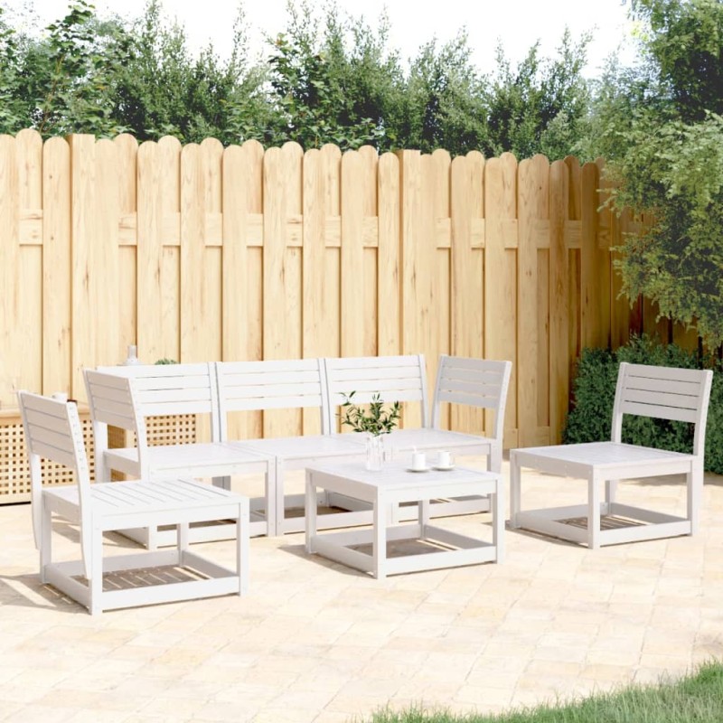 vidaXL Juego de sofás de jardín 5 piezas madera maciza de pino blanco vidaXL Juego de sofás de jardín 5 piezas madera maciza de pino blanco
