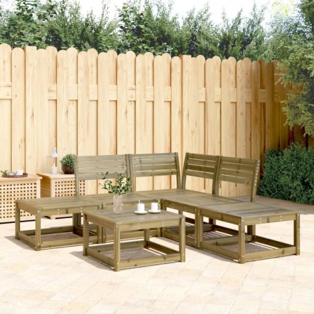vidaXL Juego de sofás de jardín 5 piezas madera de pino impregnada