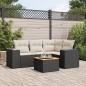 vidaXL Set de muebles de jardín 5 pzas y cojines ratán sintético negro vidaXL Set de muebles de jardín 5 pzas y cojines ratán sintético negro