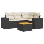 vidaXL Set de muebles de jardín 5 pzas y cojines ratán sintético negro vidaXL Set de muebles de jardín 5 pzas y cojines ratán sintético negro